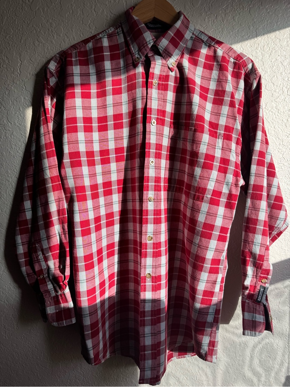 Resistol Rodeo Gear Men's Small Red White Plaid Long Sleeve Western Button Down